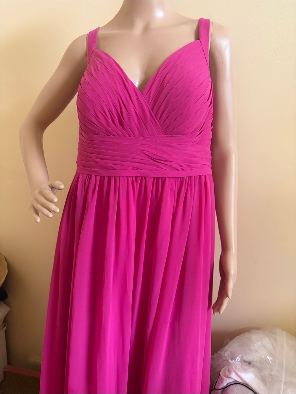 Azazie Fuchsia Pleated Chiffon Gown